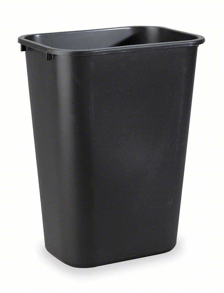 Trash Can,Rectangle,10-21/64 gal.,Black