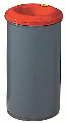 Trash Can,Round,15 gal.,Red/Gray