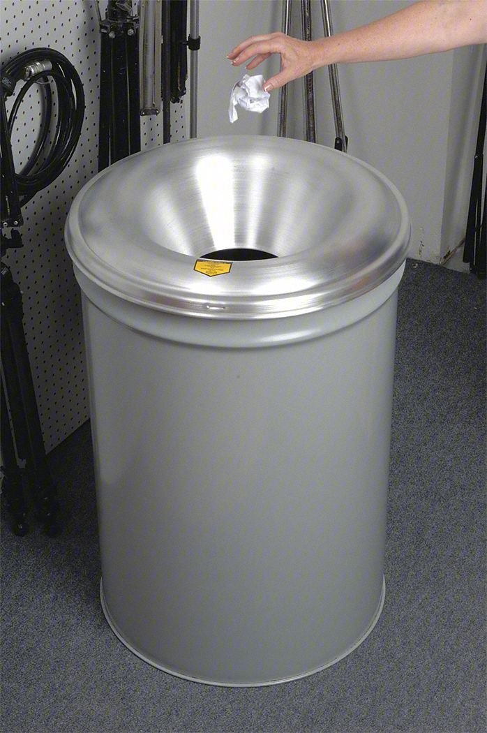 Trash Can,Round,55 gal.,Gray