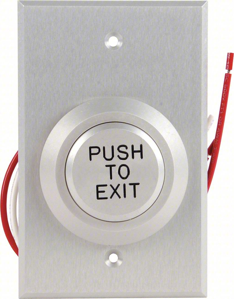 Push to Exit Button,24VDC,Wt/Blk Button