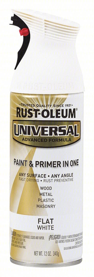 Spray Paint,White,Flat,12 oz.