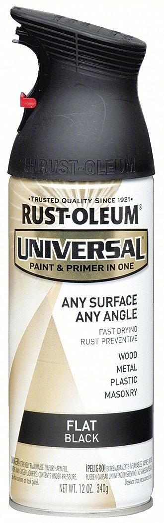 Spray Paint,Black,Flat,12 oz.