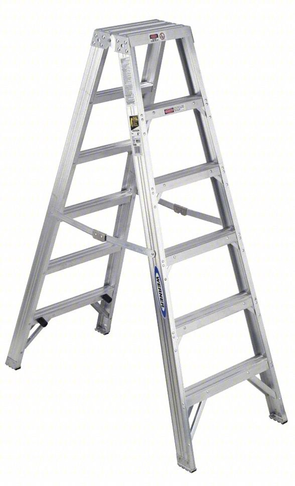 Stepladder,T400,H 6 ft.,Spread 50-1/4 In
