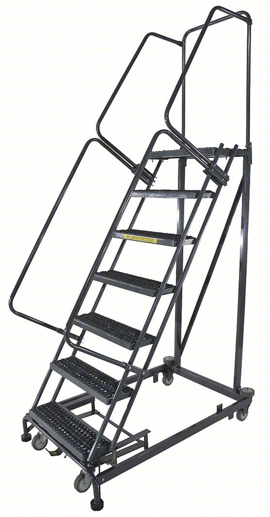 Rolling Ladder,Serrated Step Tread,Steel