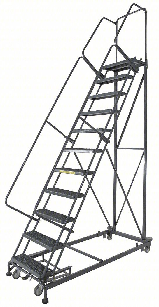 Rolling Ladder,Serrated Step Tread,Steel