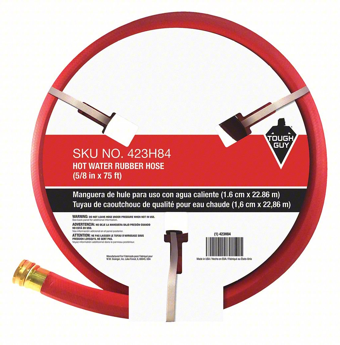 Water Hose,5/8"I.D.75 ft.,Rubber