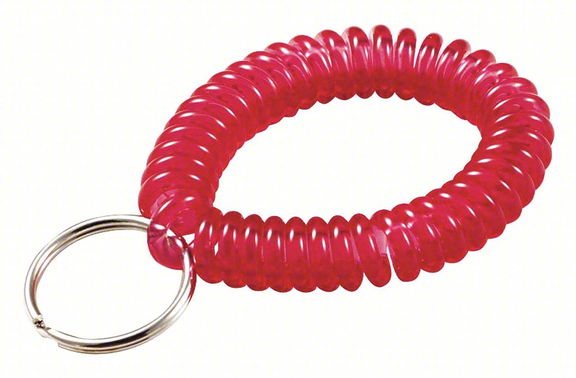 WRIST COIL KEY RING,RED,3 IN H,PK10