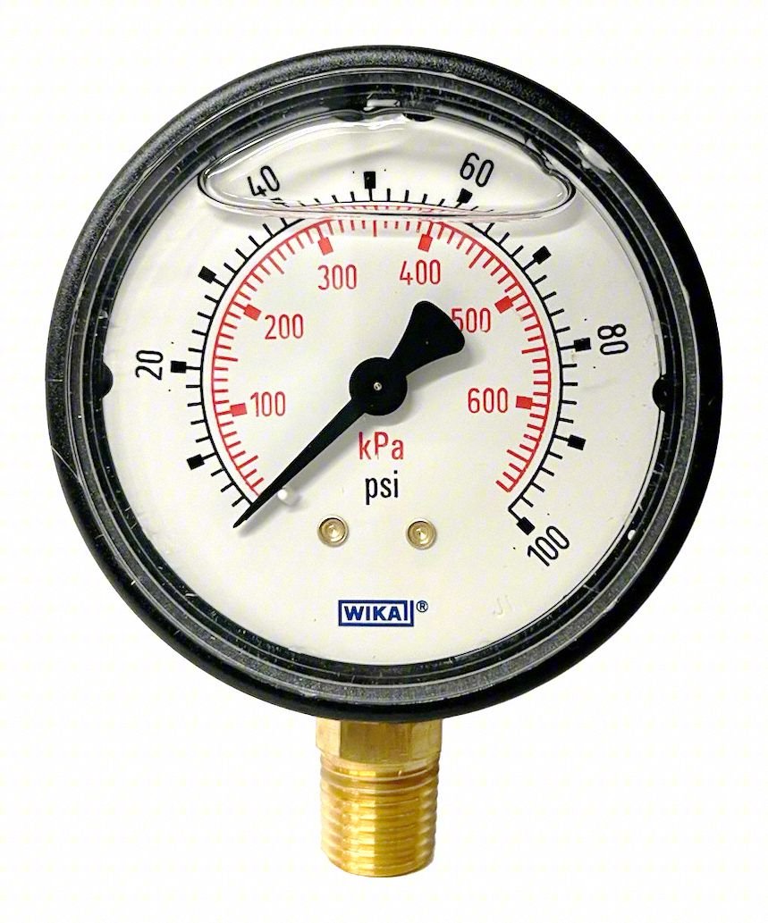 Pressure Gauge ,2-1/2" Dial Size,Bottom