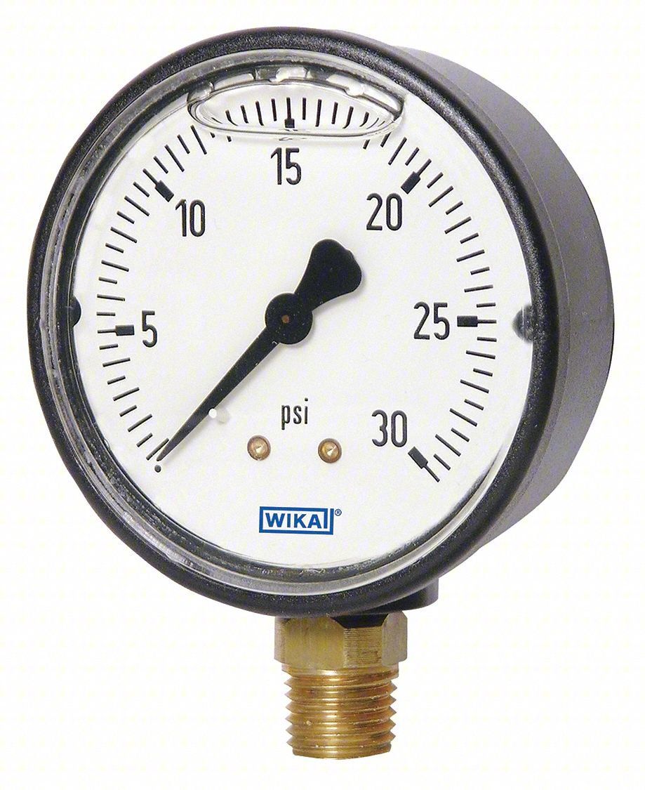 Pressure Gauge ,2-1/2" Dial Size,Bottom