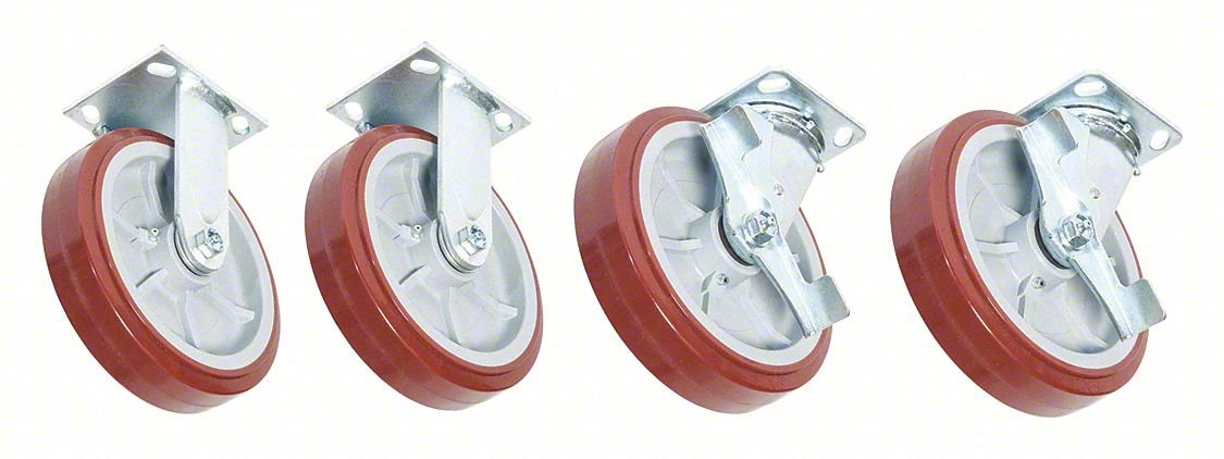 PLATE CASTER,RIGID,SWIVEL,PU,9 1/2"H