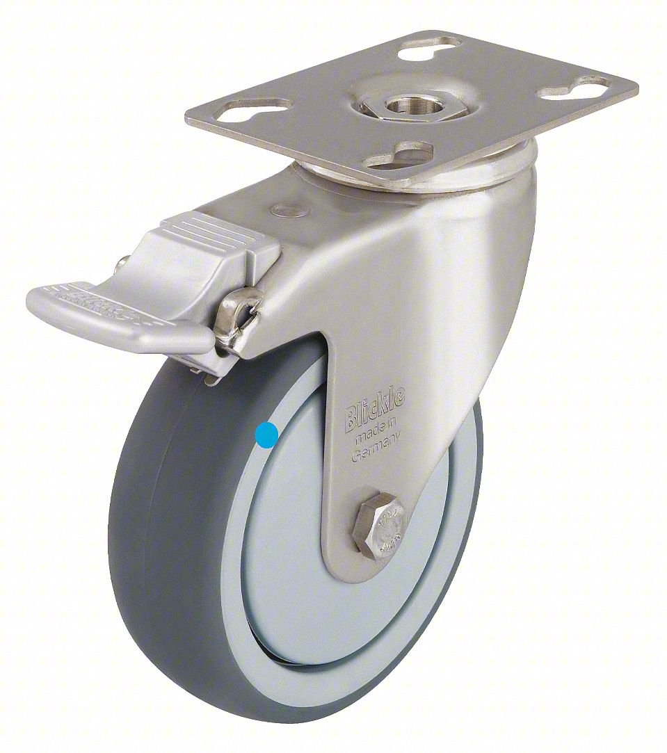 PLATE CASTER,SWIVEL,RUBBER,5 3/8"H