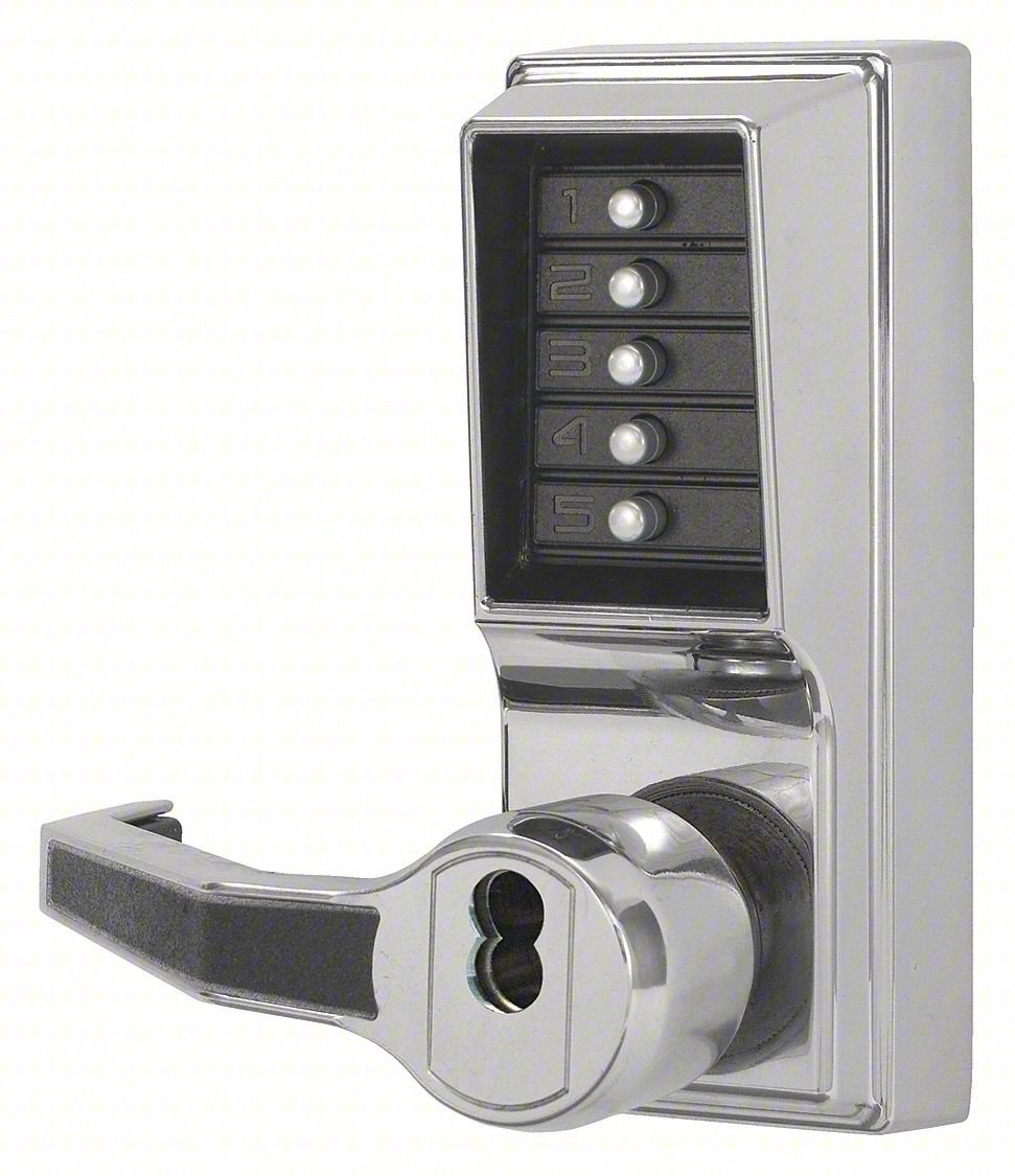 Push Button Lockset,Right,Bright Chrome