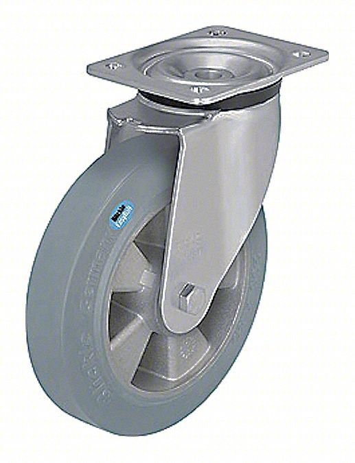 PLATE CASTER,SWIVEL,RUBBER,6 1/2"H