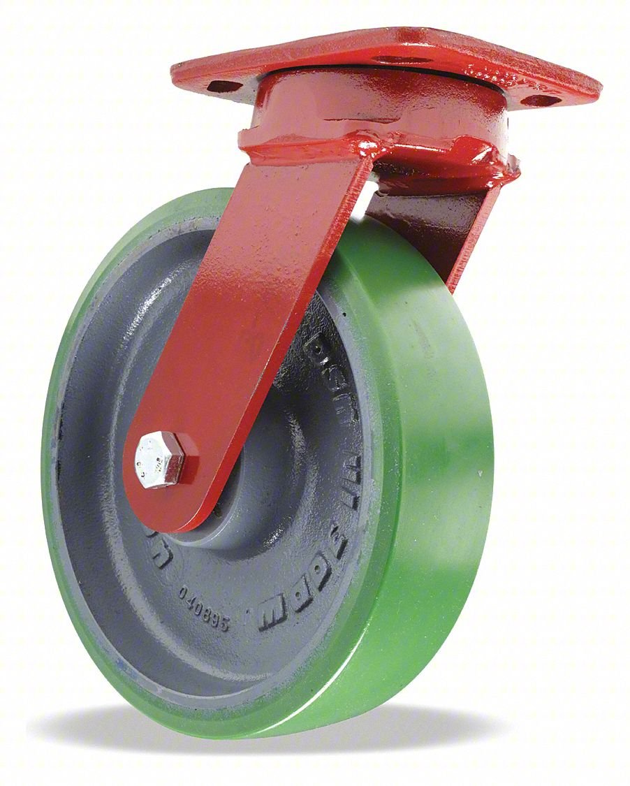 PLATE CASTER,SWIVEL,POLYURETHANE,9 1/2"H