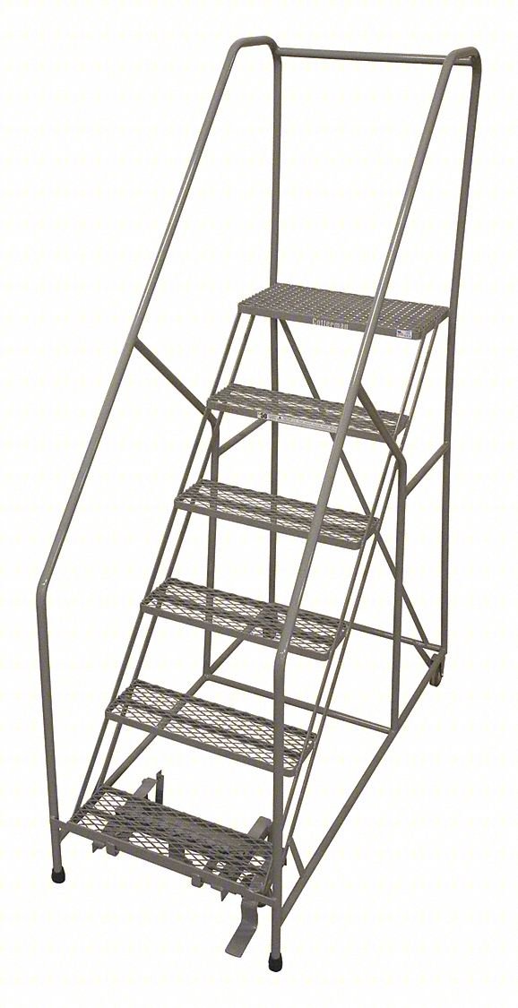 Rolling Ladder,90 in. H,6 Steps,50 deg.