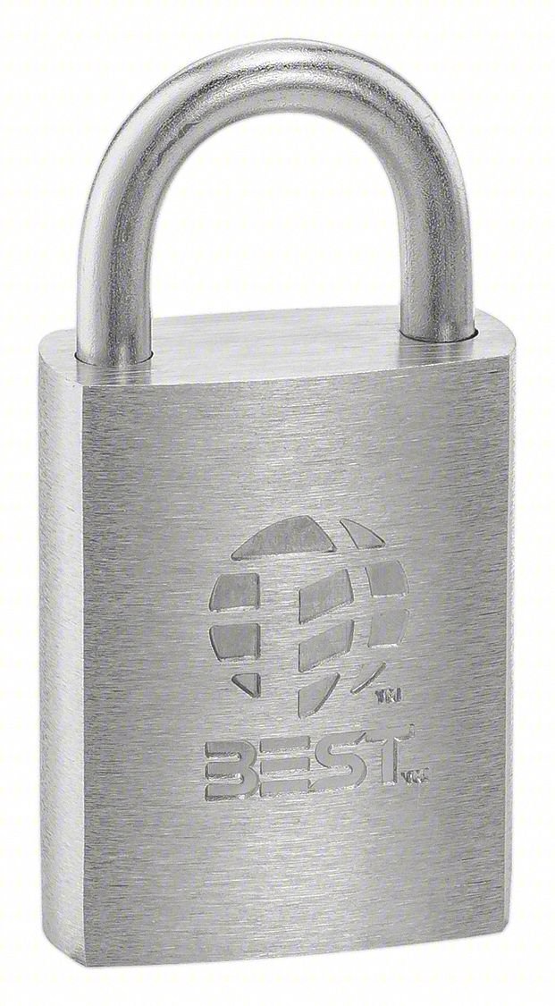 Padlock, 7/8 in,Rectangle,Silver