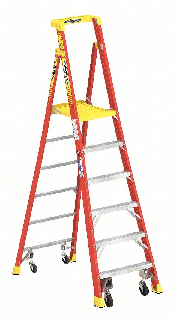 Podium Stepladder,6 ft,Fiberglass,300 lb