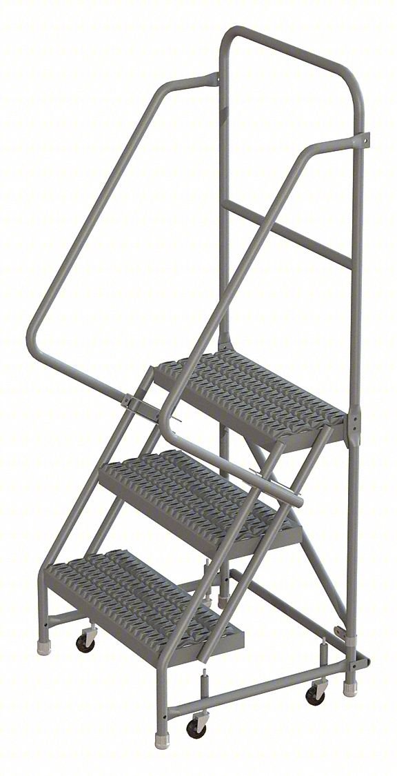 Rolling Ladder,Steel,3 Steps, 450lb.