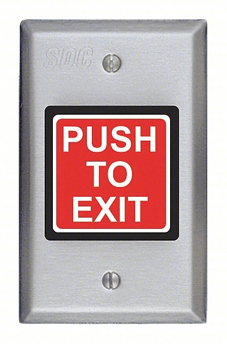 Push to Exit Button,2-7/8 in.W,Momentary