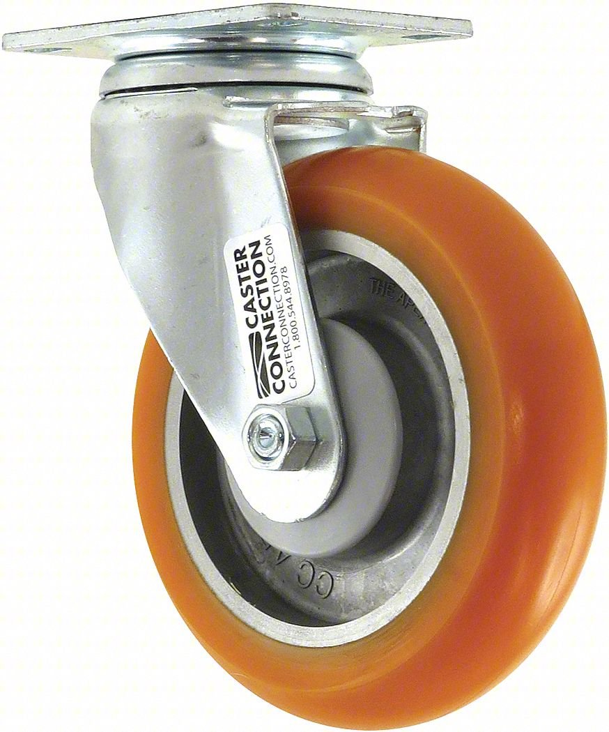PLATE CASTER,SWIVEL,POLYURETHANE,6 1/4"H