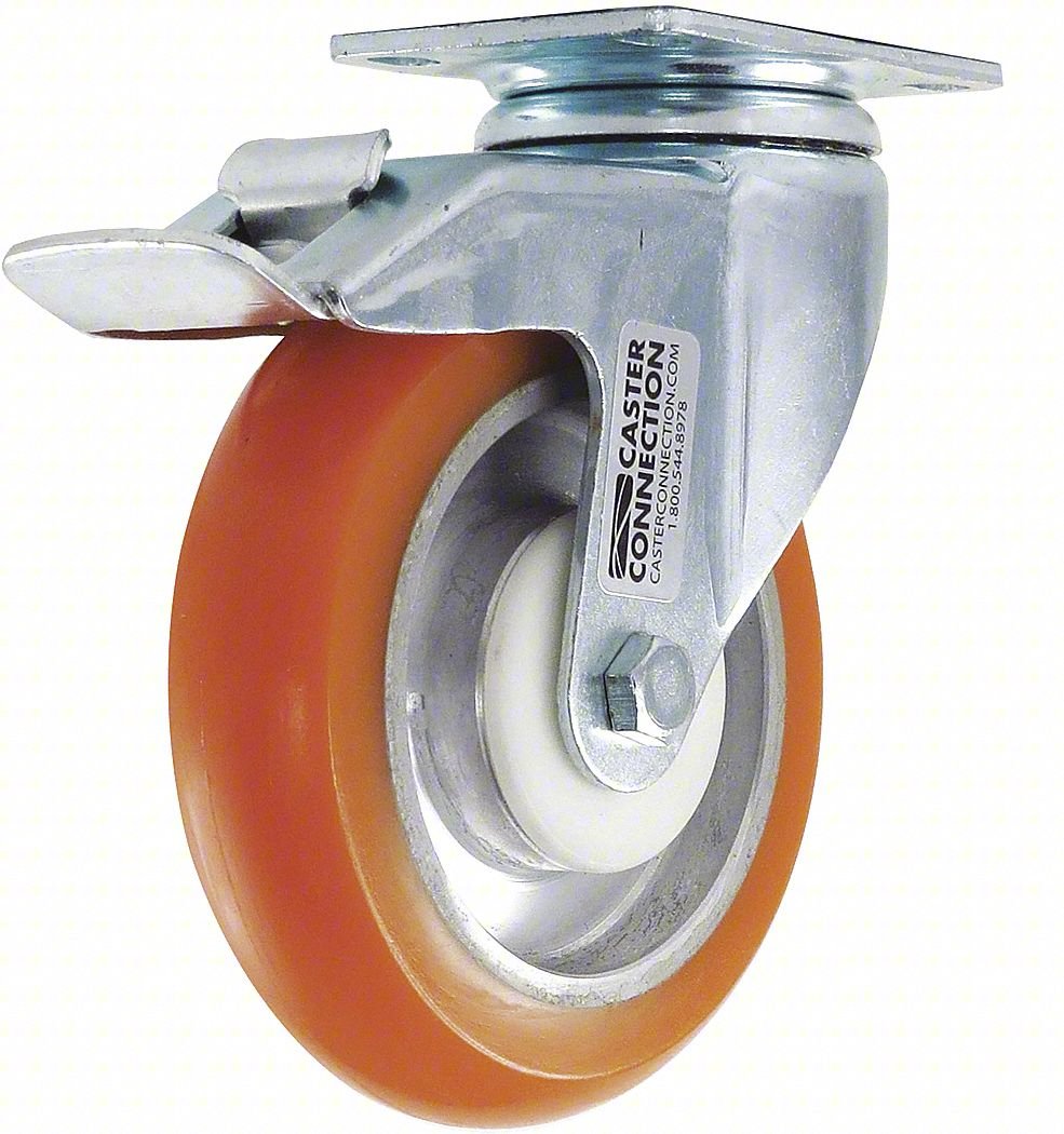 PLATE CASTER,SWIVEL,POLYURETHANE,6 1/4"H