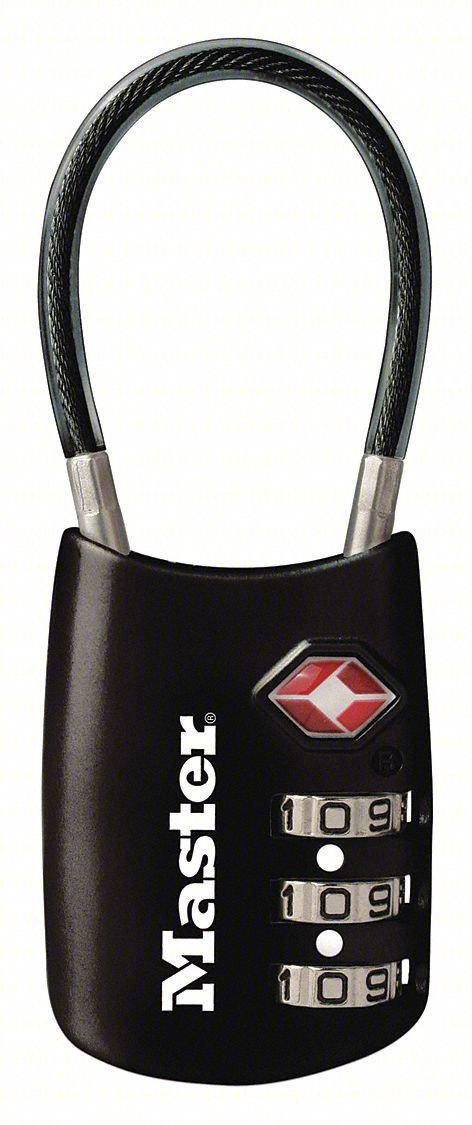 Combination Padlock,1 2/3 in,Oval,Black