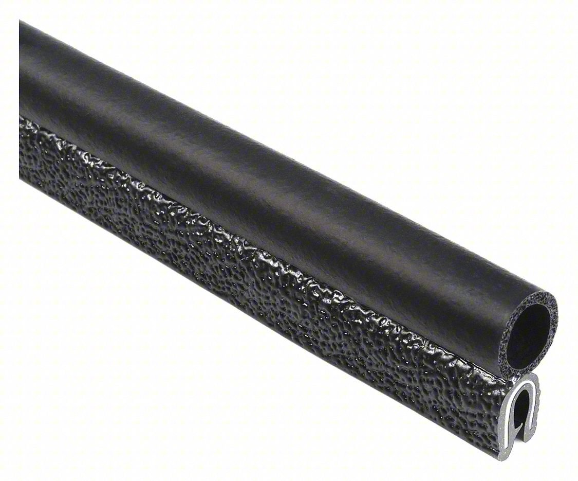 TRIM SEAL, 25 FT L,BLACK, PVC, 1/4 IN W