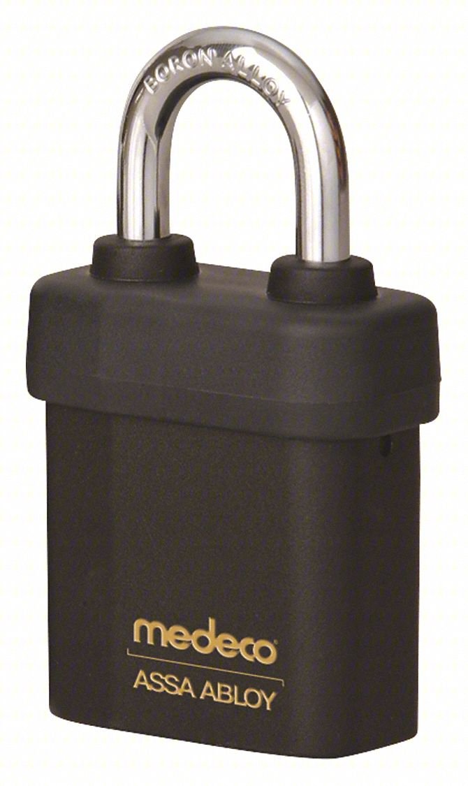 Keyed Padlock, 5/16 in,Square,Black