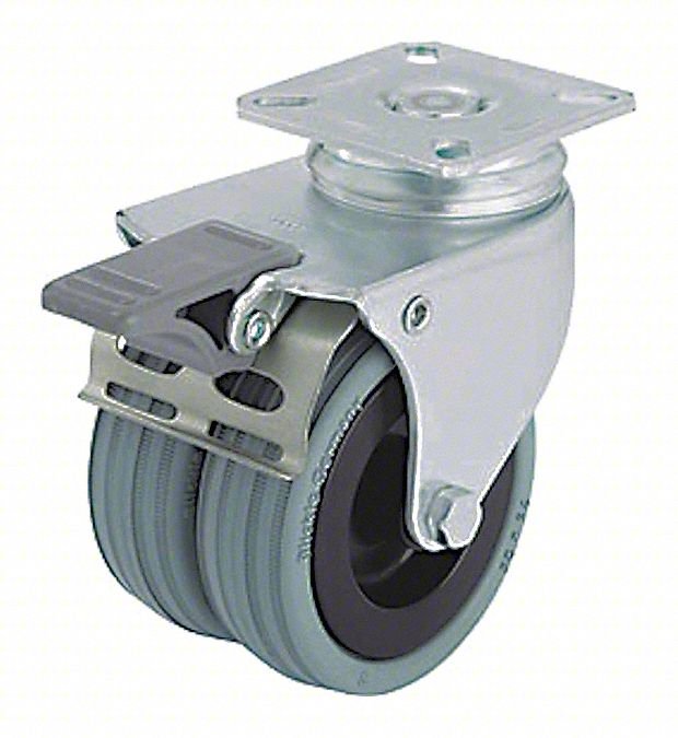 PLATE CASTER,SWIVEL,RUBBER,2 13/16"H