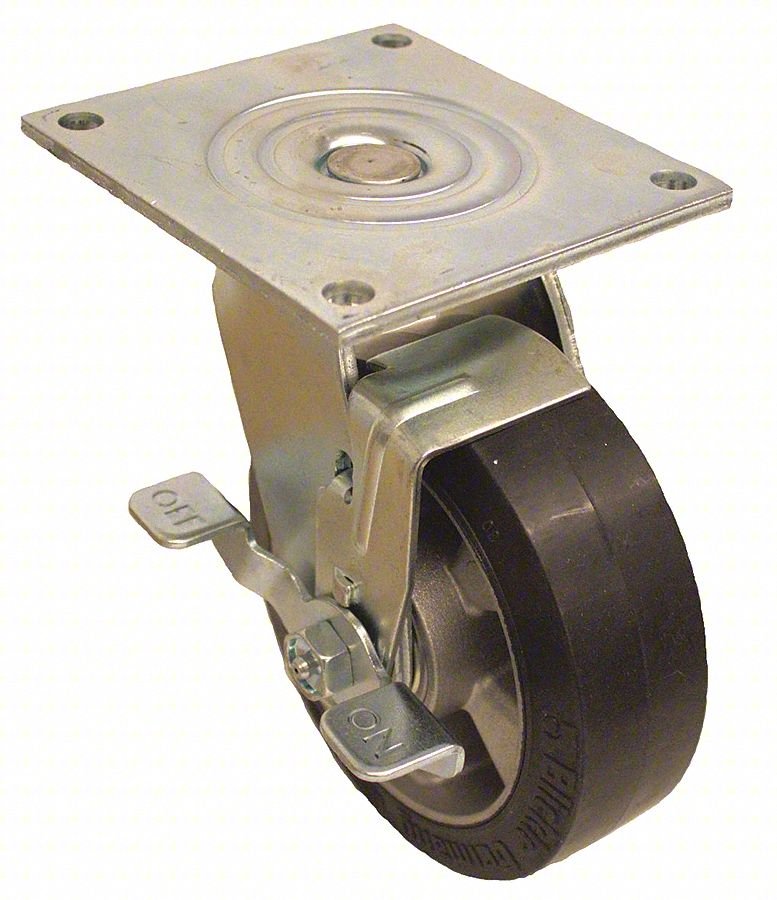 PLATE CASTER,SWIVEL,RUBBER,6 7/16"H