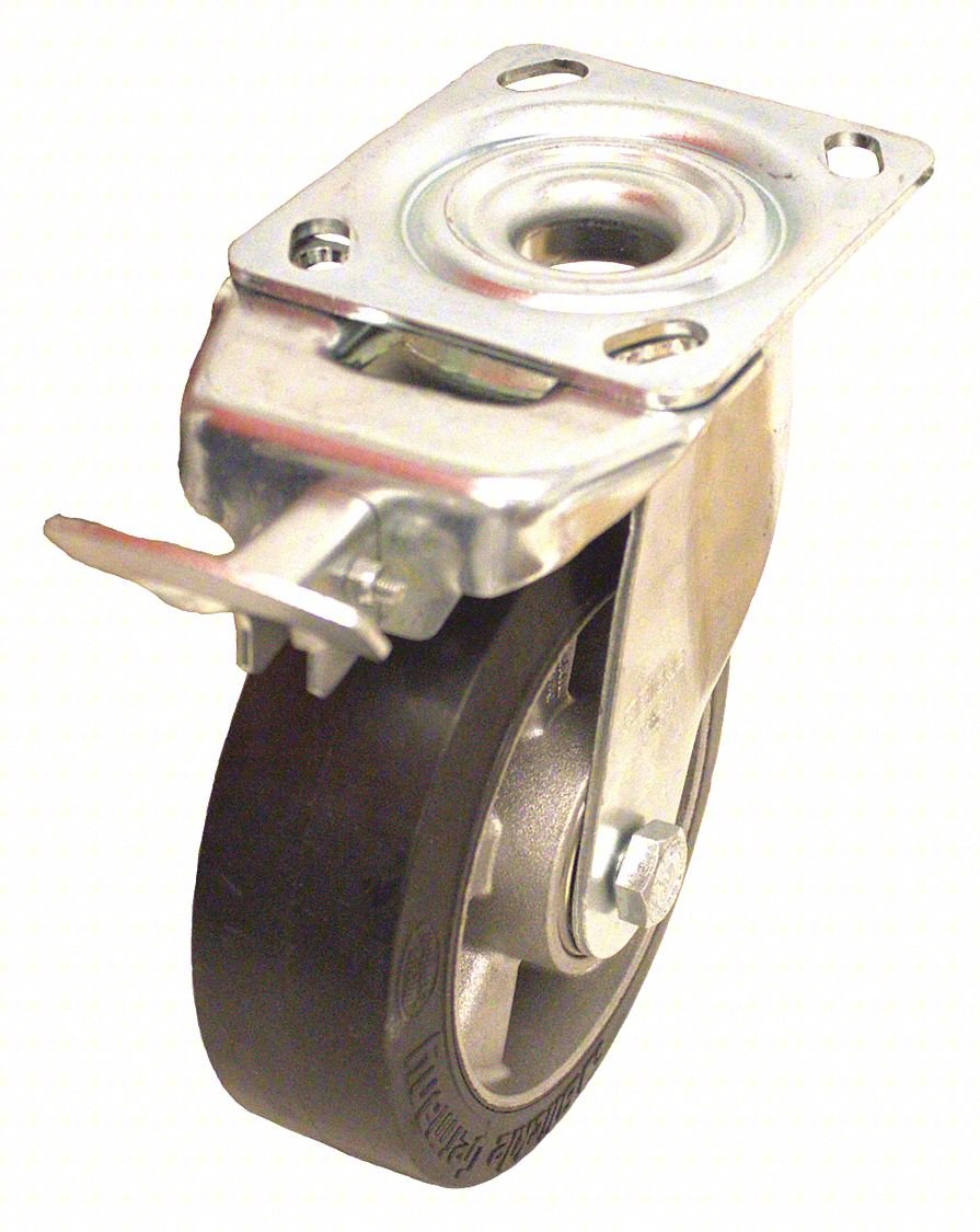 PLATE CASTER,SWIVEL,RUBBER,9 1/4"H