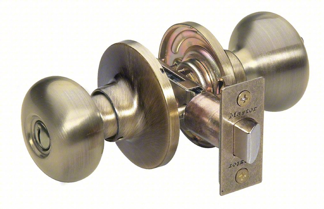 Knob Lockset,Biscuit Style,Antique Brass