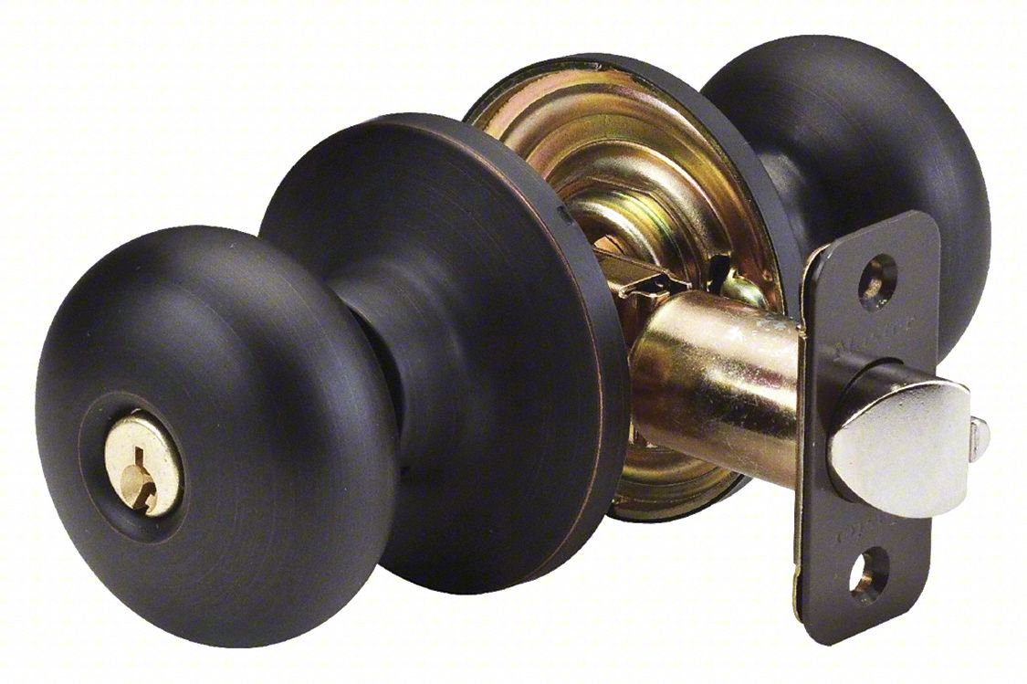 KNOB LOCKSET,BISCUIT STYLE,AGED BRONZE