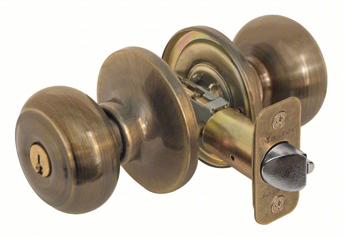 KNOB LOCKSET,RUSK STYLE,ANTIQUE BRASS