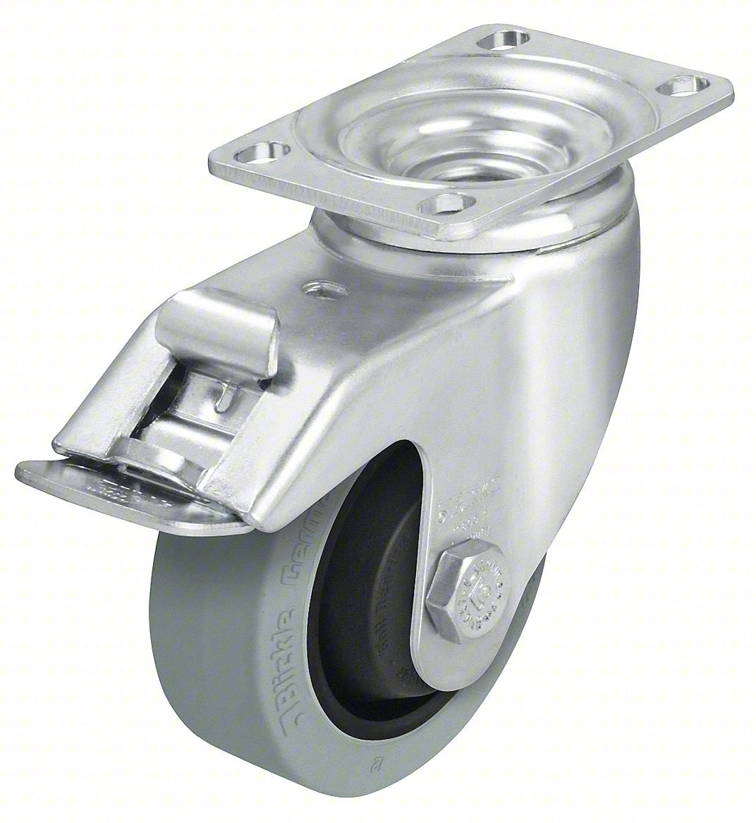 PLATE CASTER,SWIVEL,RUBBER,4 11/16"H