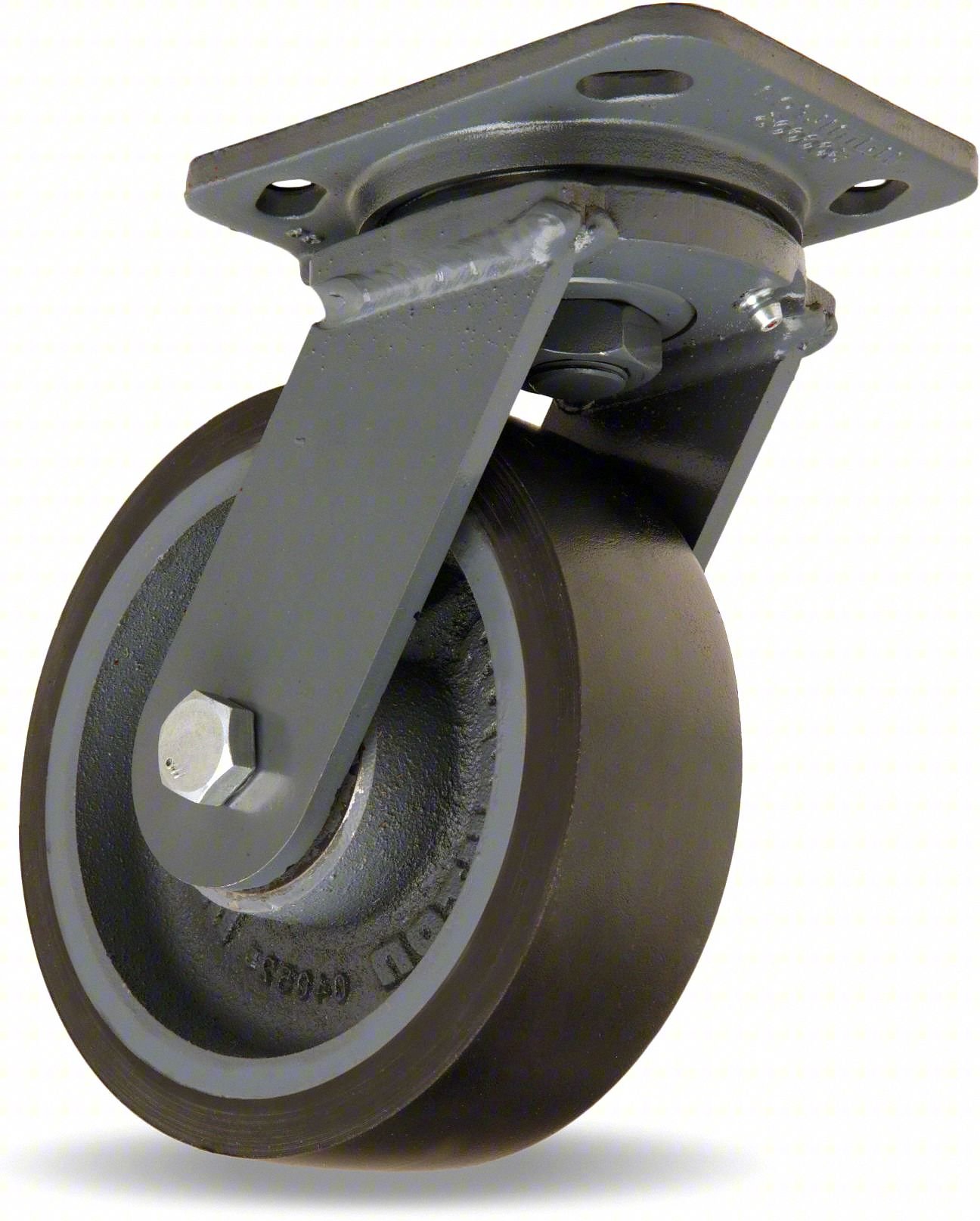 PLATE CASTER,SWIVEL,POLYURETHANE,7 1/2"H