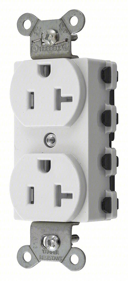 RECEPTACLE: DUPLEX, WHITE, 5-20R, 20 A,