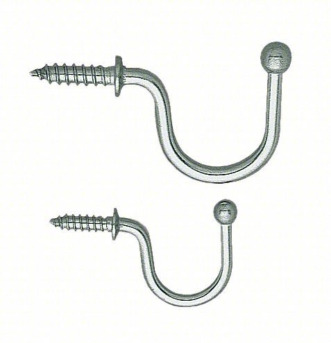 HOOK, SILVER, STAINLESS STEEL, PK5