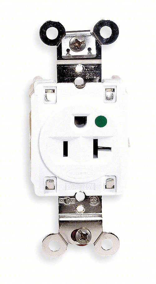 RECEPT,WHITE,20 A,2P3W,BACK; SIDE,1PK