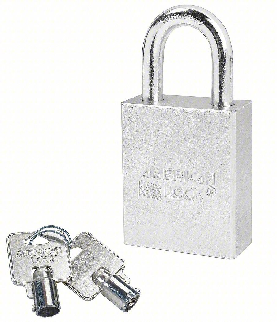Keyed Padlock, 3/4 in,Rectangle,Silver