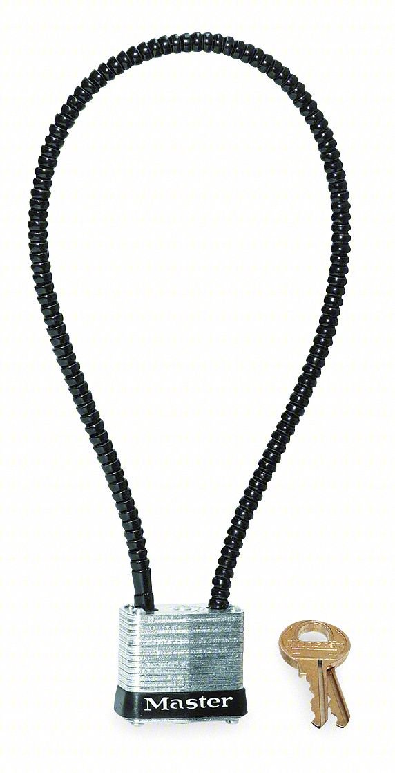 Keyed Padlock,Rectangle,Black, Silver