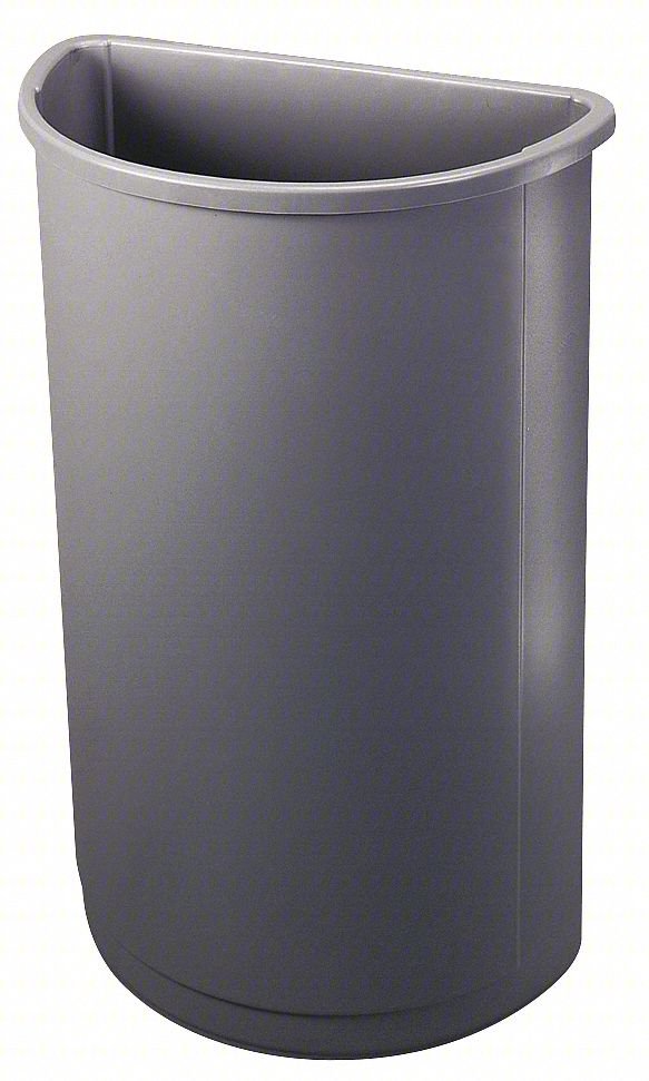 Trash Can,Half Round,21 gal.,Gray