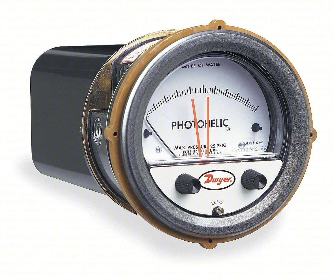 Pressure Gauge,0.25In to 0 to 0.25In H2O