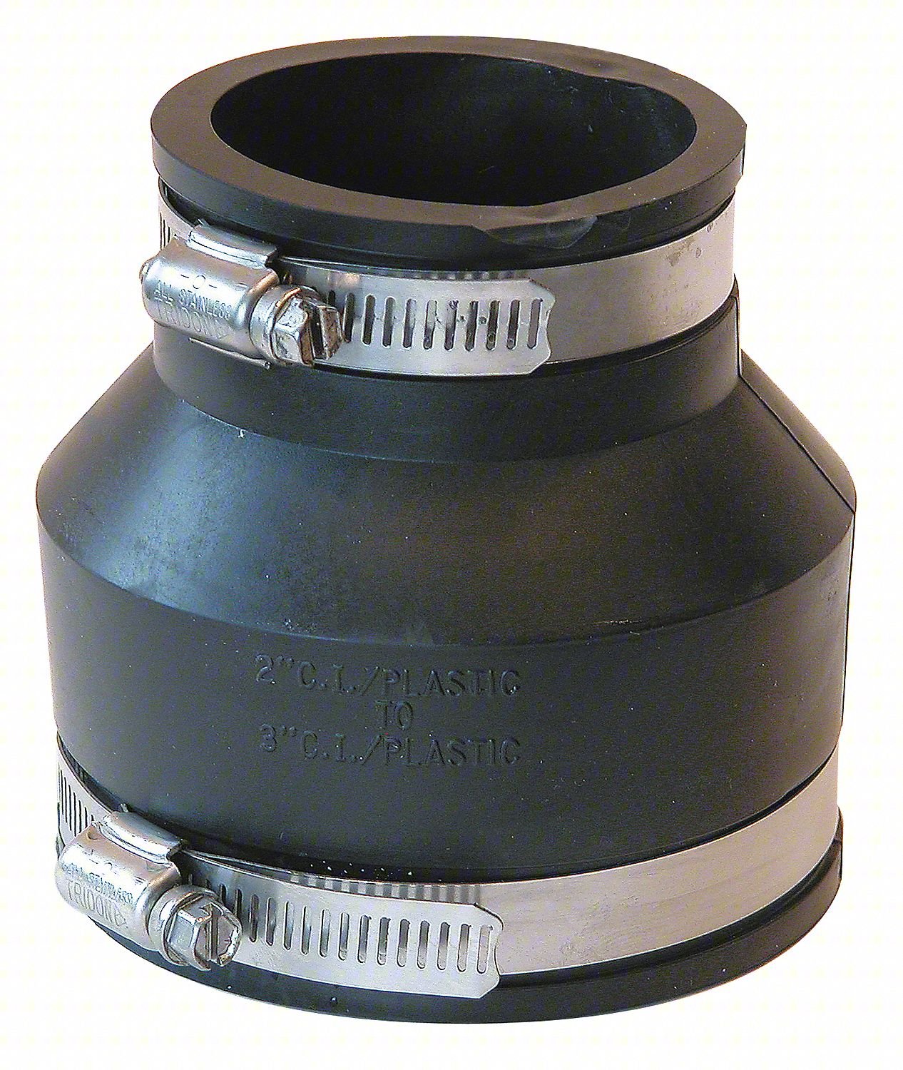 Flexible Coupling, PVC, 3 x 2" Pipe Size