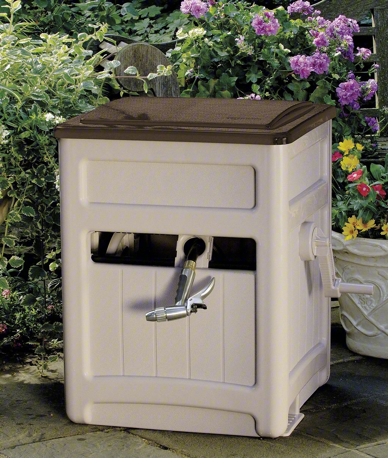 Garden Hose Reel,Cabinet,15 in,Resin