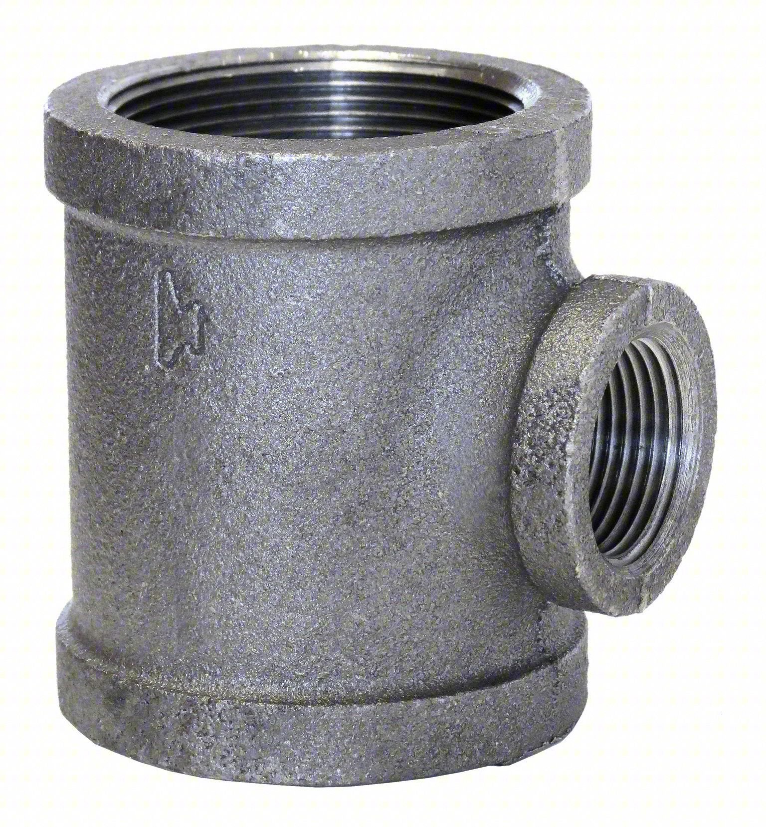 Tee,Malleable Iron, 1 1/2 x 1 1/4 x 1 in