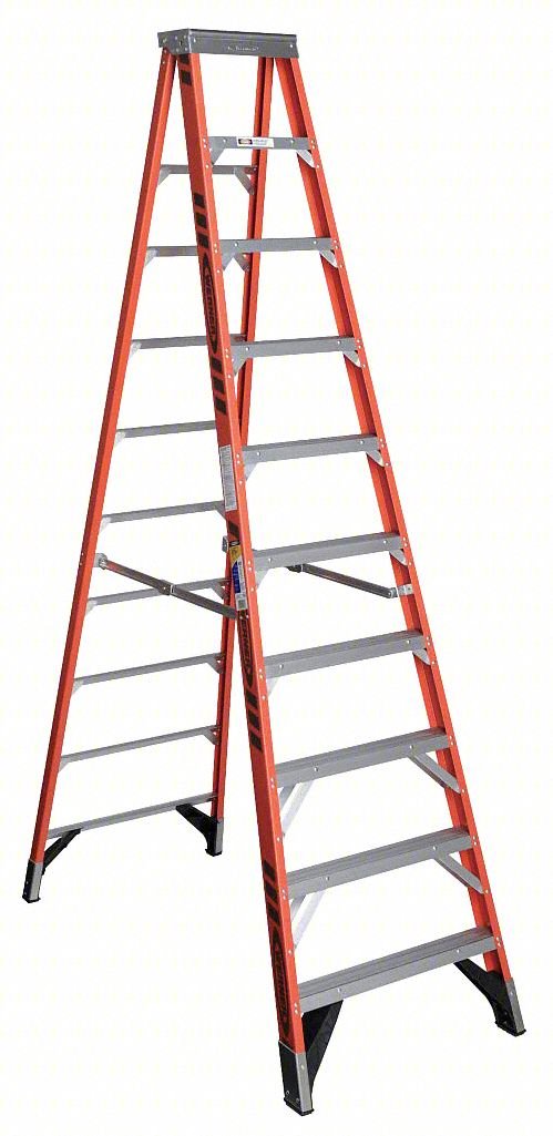 Stepladder,Fiberglass,10 ft H,375 lb Cap