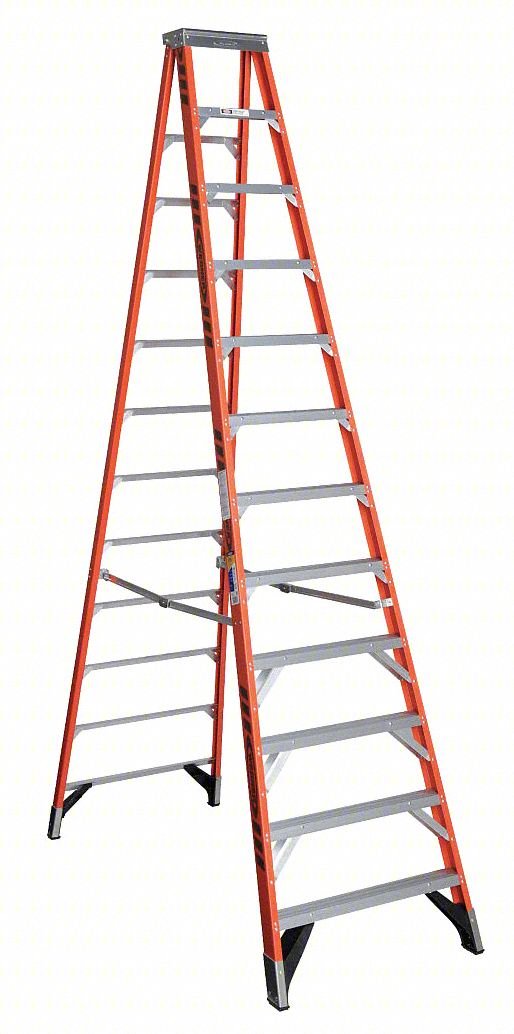Stepladder,Fiberglass,12 ft H,375 lb Cap