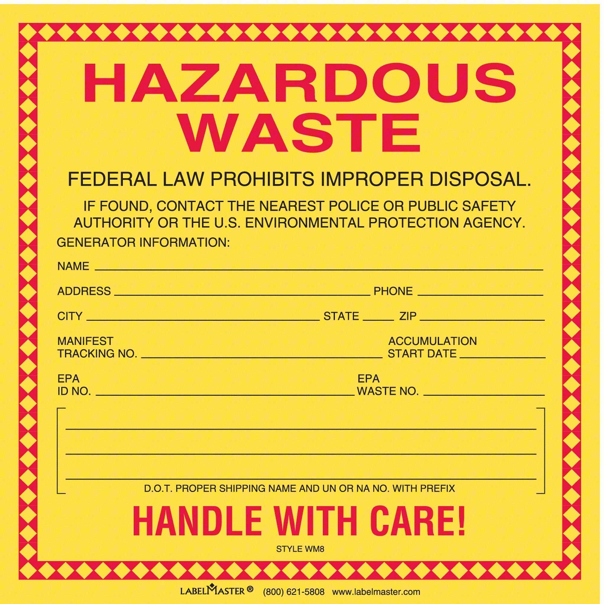 STANDARD WASTE LABEL,6"X6",PK100