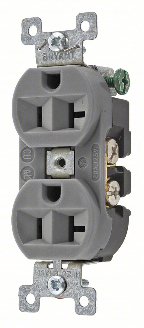 RECEPTACLE: DUPLEX, GRAY, 5-20R, 20 A, 1
